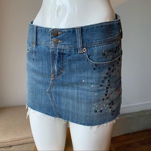 Y2K Abercrombie and Fitch Sequin Embellished Denim Mini Skirt 00